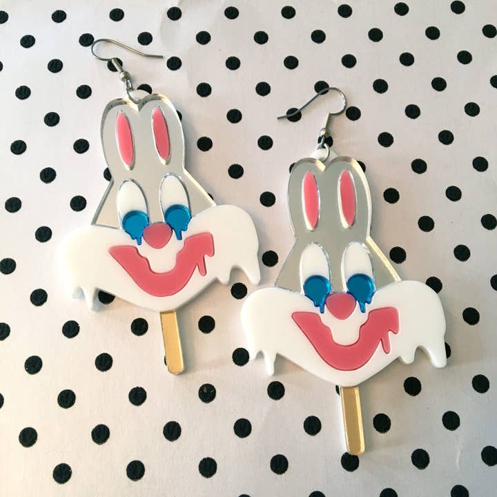 I'm Your Present - Wholesale Dangle Earrings - Melty Bugs Bunny Ice Cream Popsicle Cartoon Earrings, Laser Cut Acrylic, Plastic Jewelry1