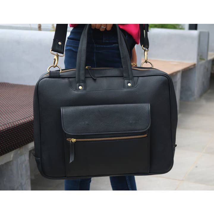 Anuent – Großhandel Messenger Bag – Herren – Schwarze Aktentasche aus Leder für Herren 4