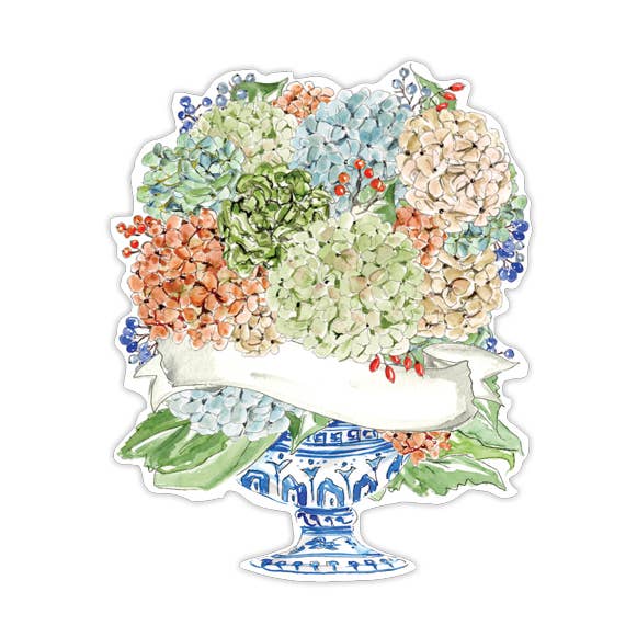 Hydrangeas in Chinoiserie Pot Die-Cut Accents for wholesale by RosanneBeck Collections