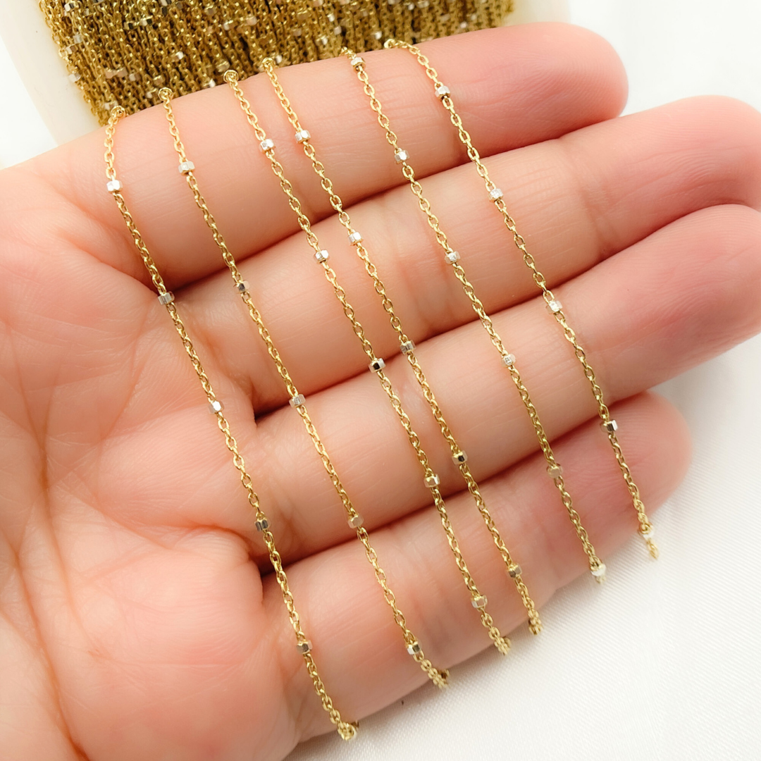 Z36GS1. Gold Plated 925 Sterling Silver Satellite Cube Chain for wholesale on Faire3