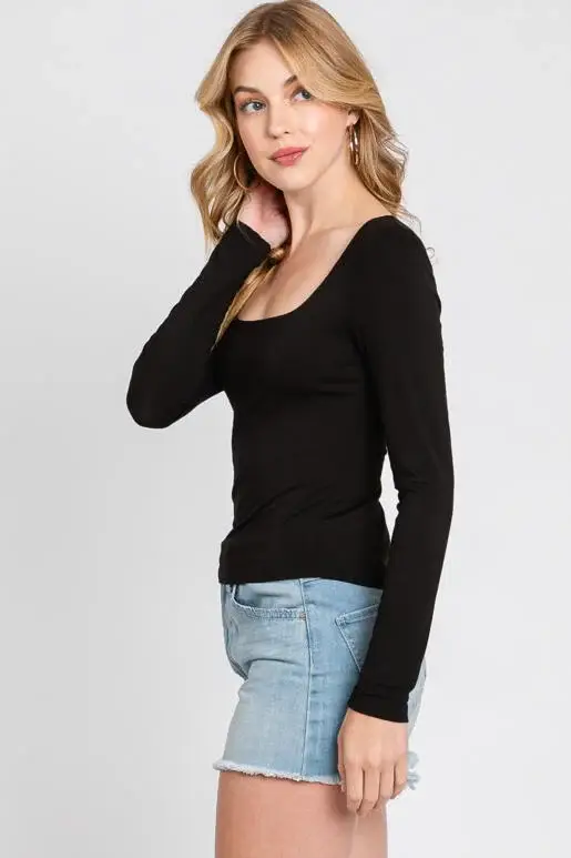 Final Touch - Wholesale Knit Top - Women's - Double Layered Square Neck Basic Top - T1710913