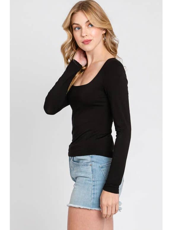 Final Touch - Wholesale Knit Top - Women's - Double Layered Square Neck Basic Top - T1710913