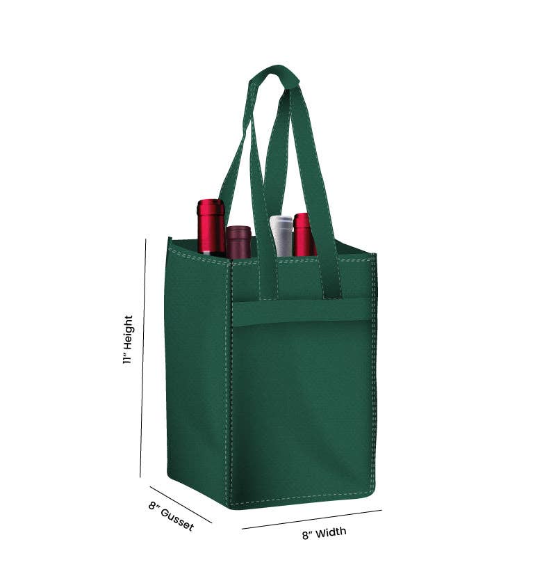 Non Woven Totes - Wholesale Wine Tote - Reusable 4-Bottle Wine Tote Bag-8x11x8 with Bottom Gusset | Custom Printed Wine Totes20