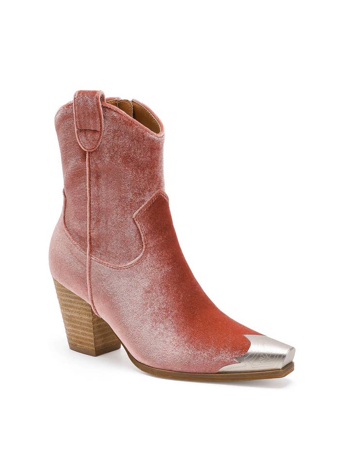 Mars Sky Shoes Wholesale - Wholesale Cowboy Boots - Women's - Beast Fashion DAKOTA-01 Women Block Heel Metallic Cap Toe Velvet Western Booties-12 Pairs Pack-42.75/Pair7