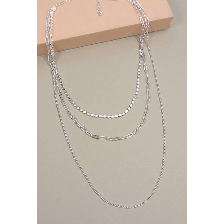 JOSSLYN by wall to wall - Wholesale Link & Chain Necklace - UNIQUE CHAIN MULTI LAYER NECKLACE | 25N470