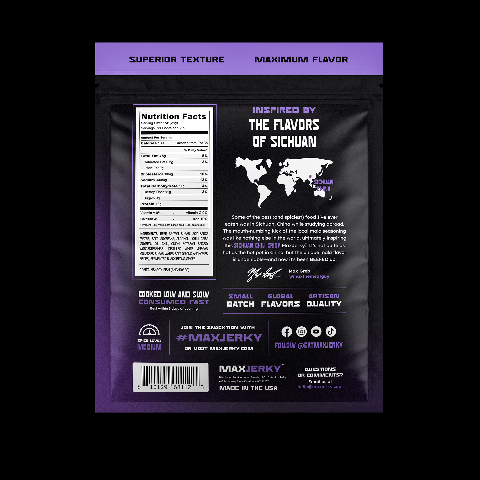 MaxJerky - Wholesale Jerky - Sichuan Chili Crisp Beef Jerky1