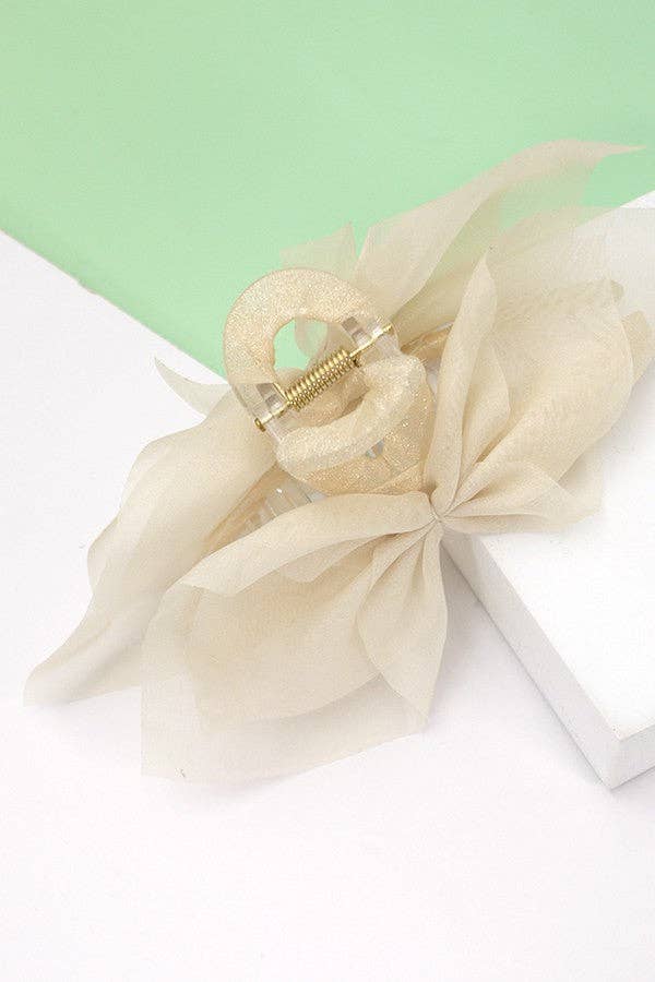 JOSSLYN by wall to wall - Wholesale Hair Clip - Women's - SILK LIKE CHIFFON BOW HAIR CLAW CLIPS | 40H6256