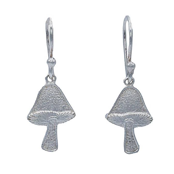 Earrings, Silver Colour, Solid Toadstool for wholesale by Shared Earth