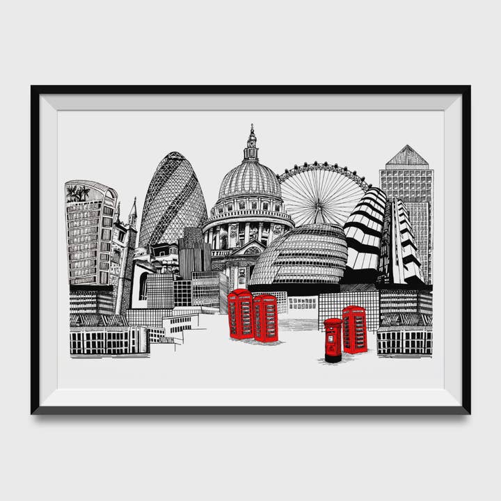 Impression artistique London Skyline - Impression giclée pour la vente par Katie Clement Illustration