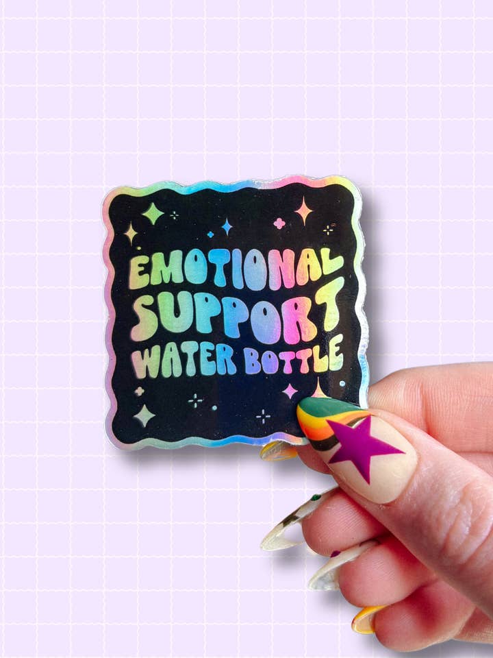 Emotional Support Water Bottle Sticker for wholesale by Scarlet’s Freckles