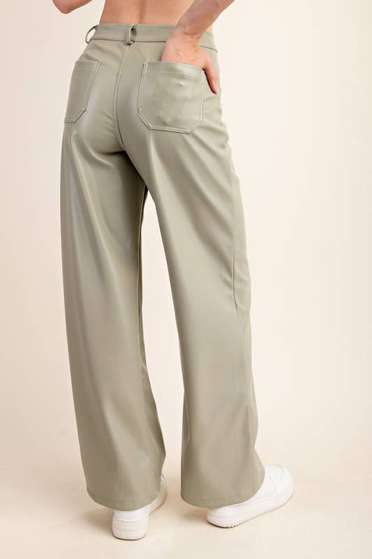 Peace Love Line – Engroshandel Bukser - Dame – PL3448 - PU LÆDER LIGE BUKSER13