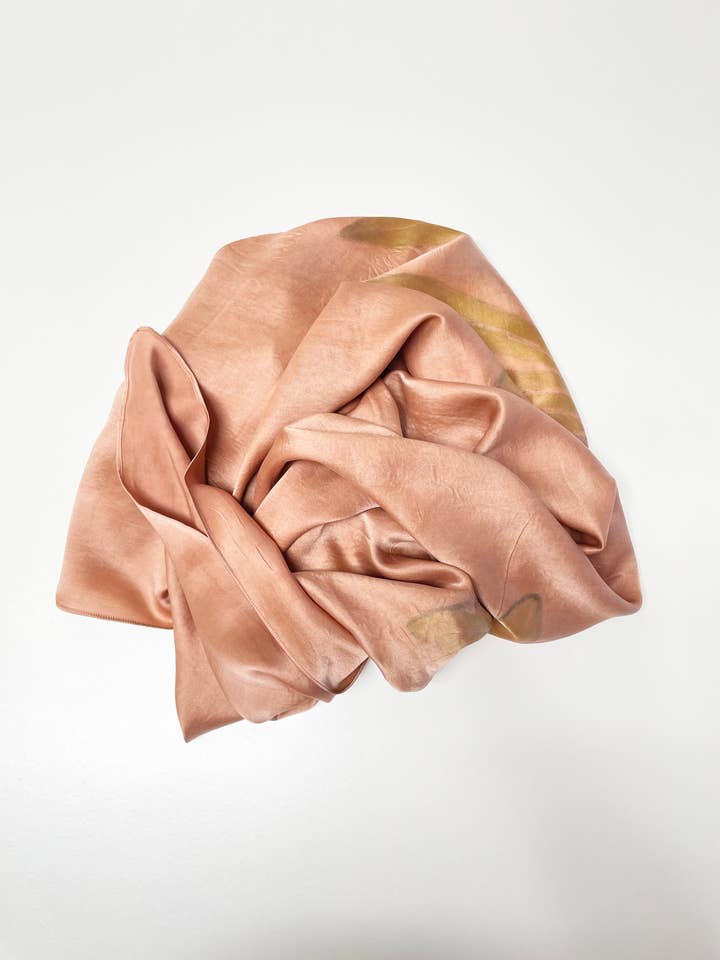 Ecoprinted Silk Scarf - Hazelnut for wholesale by Happy French Gang