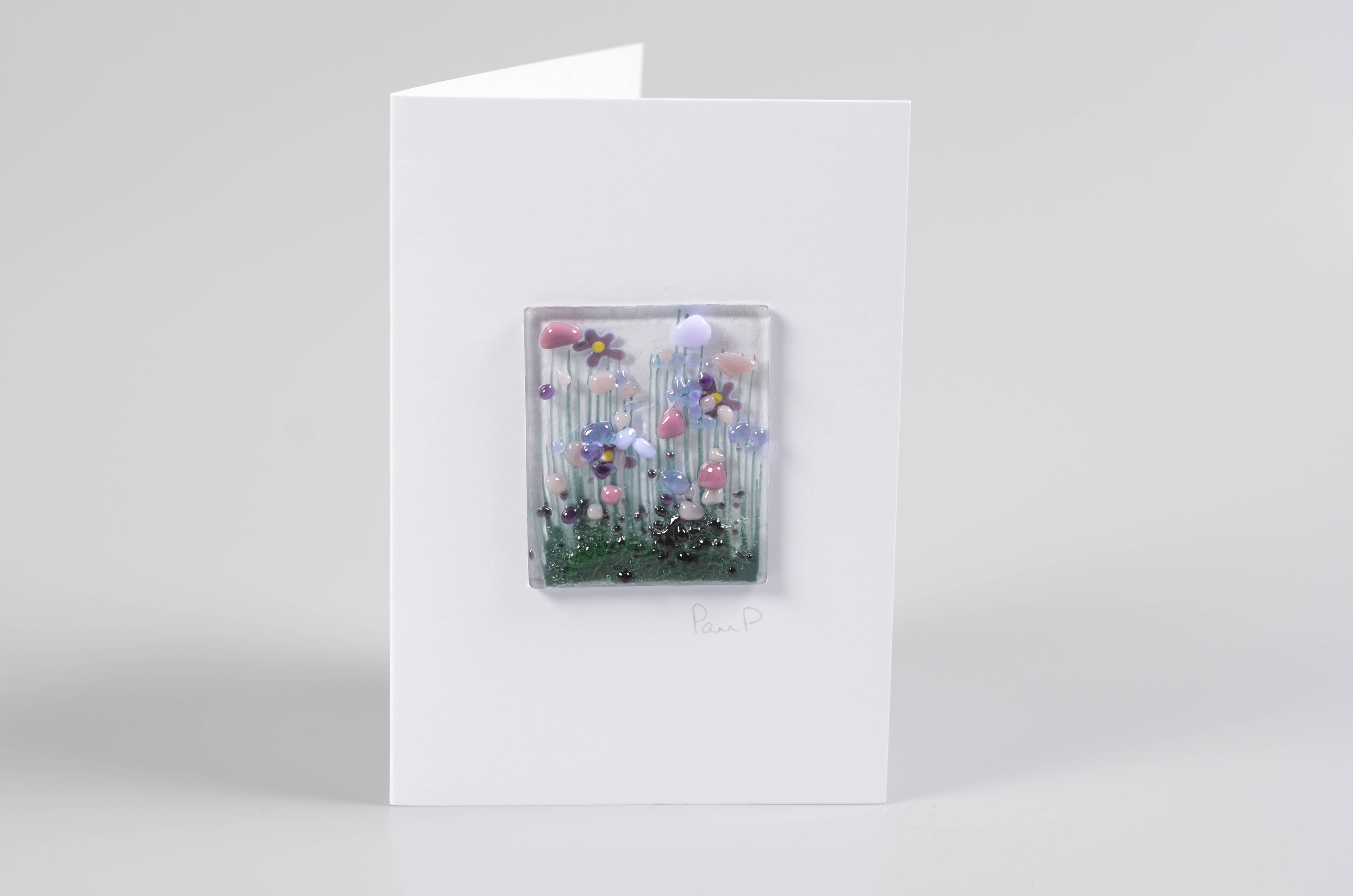 Pam Peters Designs – wholesale Everyday greeting card – Handmade Fused Glass Greeting Card -  Violet Card3