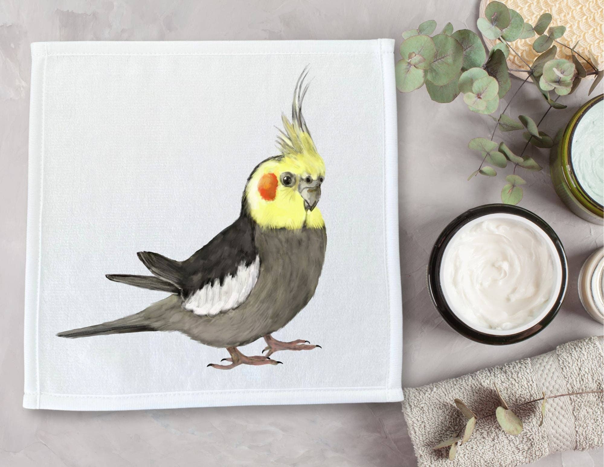 MerikaArt - Wholesale Wash Cloth - Yellow Cockatiel Washcloth2