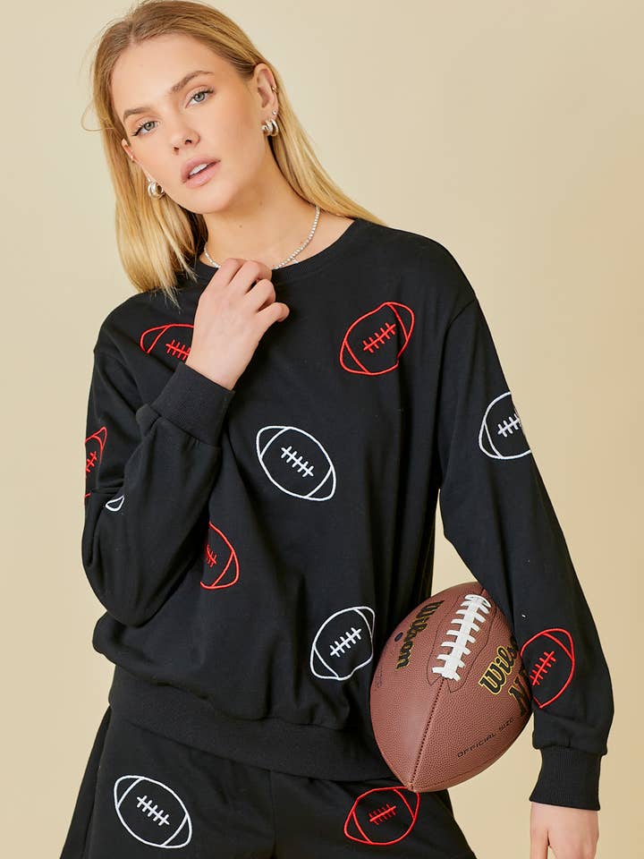 Game Day Football EMB Sweatshirt for wholesale by Main Strip