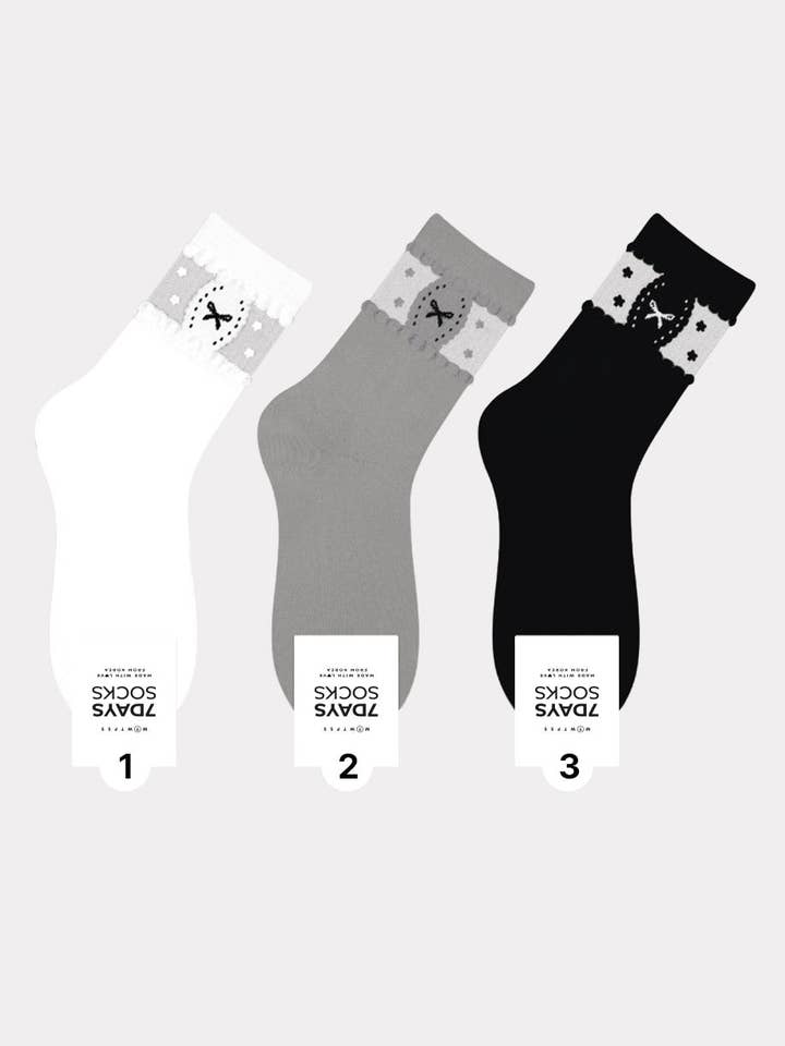 Women's Ribbon See-Through Crew Socks - Made in Korea for wholesale by 7DAYSSOCKS