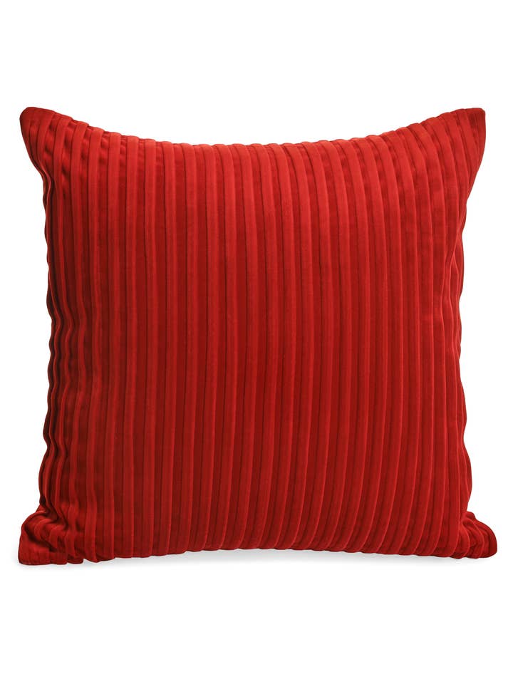 CUSHION RIB POLYVELVET RED 20X20 for wholesale by Accents de ville USA