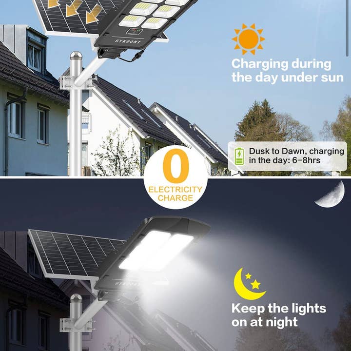OutdoorSolarOutlet - Wholesale Outdoor/Lawn Light - 400W Solar Street Lights Outdoor, Dusk to Dawn Solar Led Outdoor Light with Remote Control, 6500K Daylight White Security Led Flood Light1