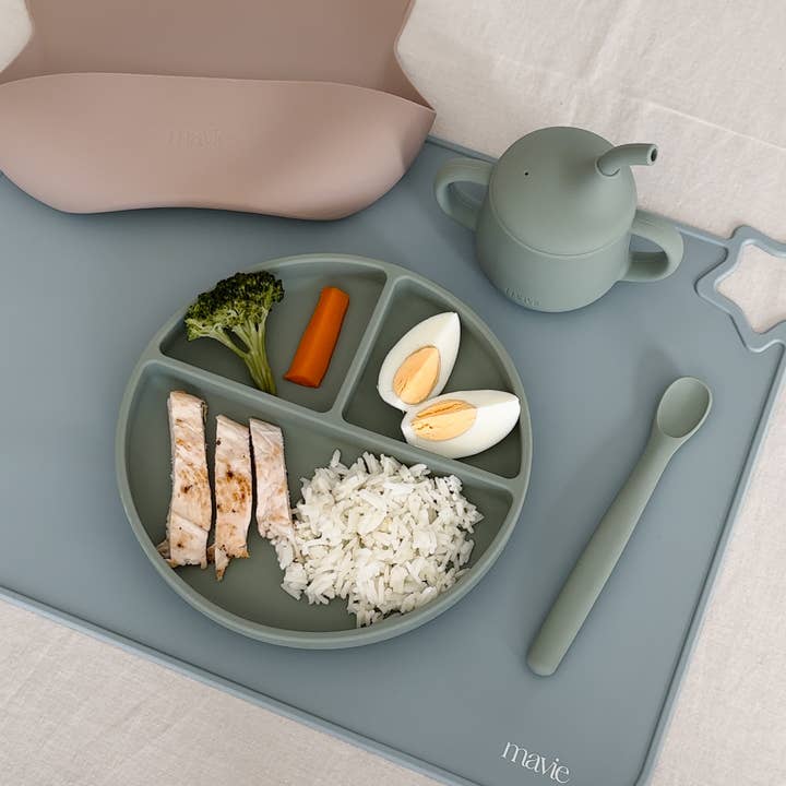 MAVIE - Wholesale Dinner Plate - Kids & Baby - Sage - Suction Plate1