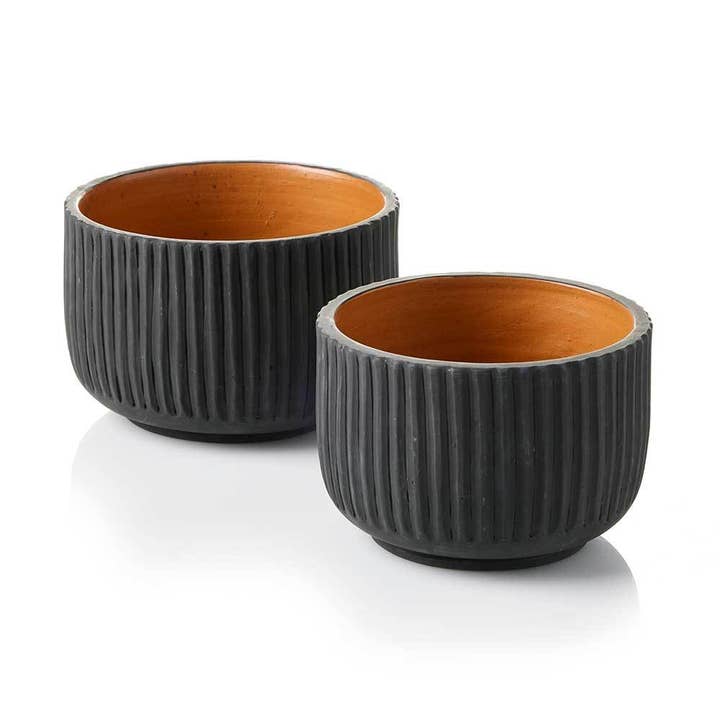SERRV International - Wholesale Plant Pot - Kalo Ribbed Terracotta Planters - Set of 2