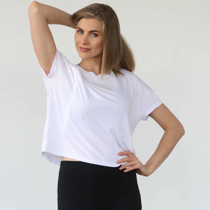 Blanc Abigail Short Sleeve Nursing T-Shirt (Blanc) for wholesale on Faire4