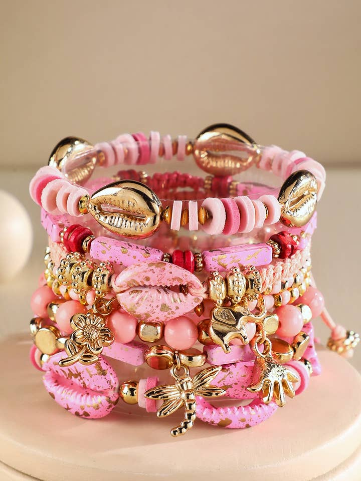 Beaded Layered Boho Stackable Bracelet Set for wholesale by Urbanista