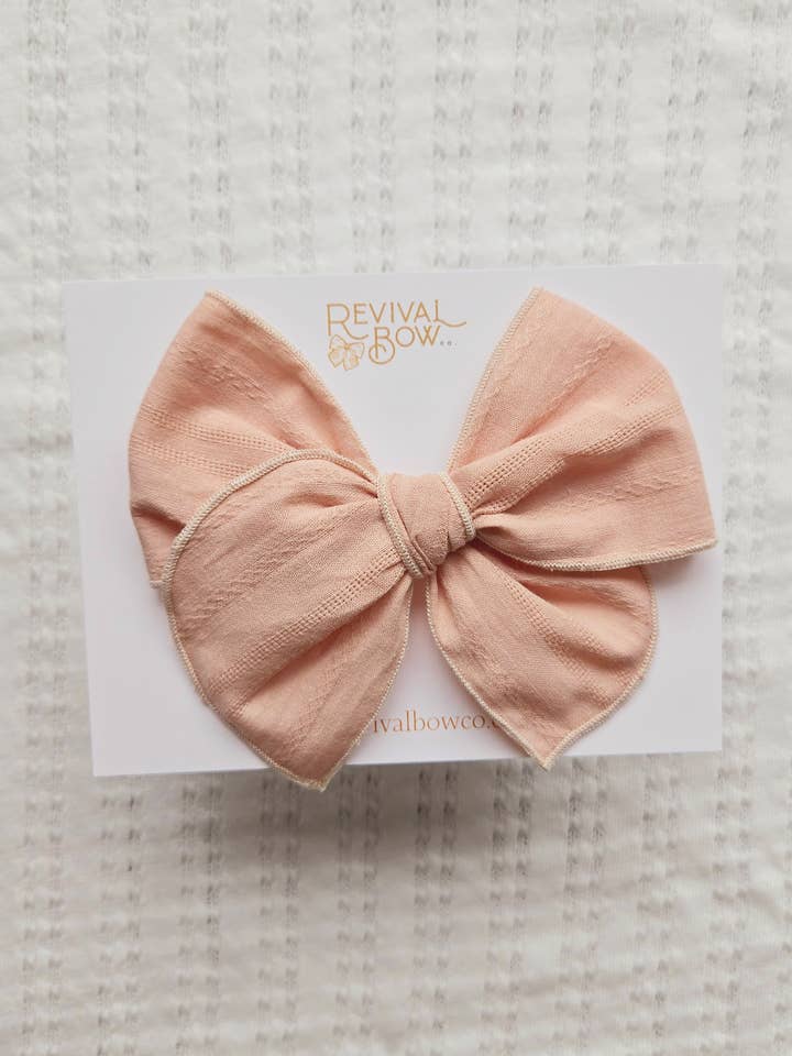 Fable Bow on Clip • Textured Dusty Rose for wholesale by Revival Bow Co.
