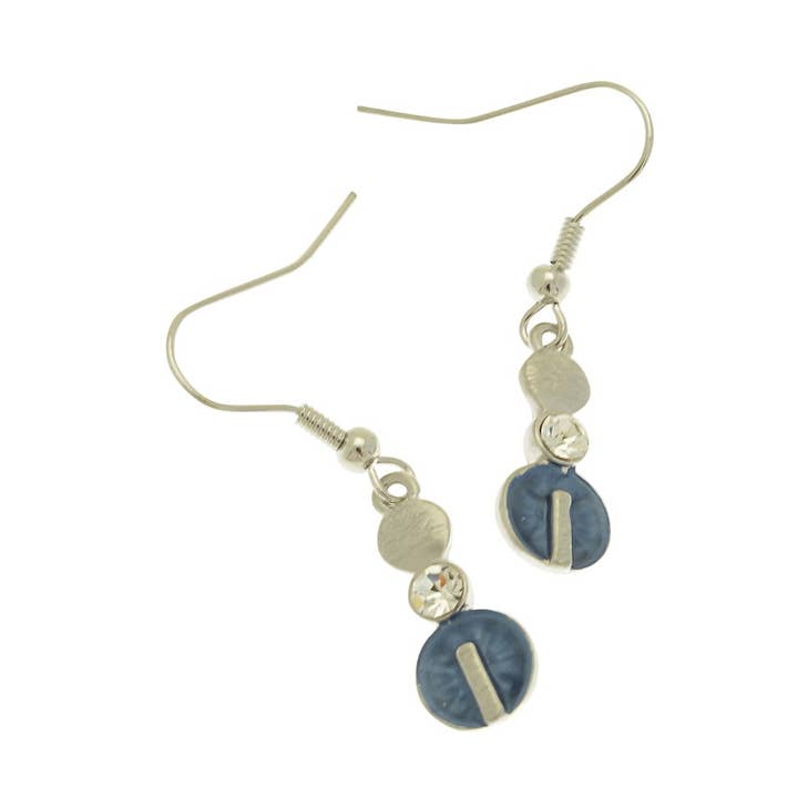 Orecchini blu e argento spazzolato per la vendita all'ingrosso da parte di Miss Milly Limited