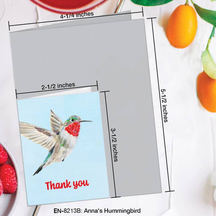 Printed Canvas - Vendita all'ingrosso Biglietti di ringraziamento - Colibrì di Anna, Biglietto di Auguri (#8213B)1