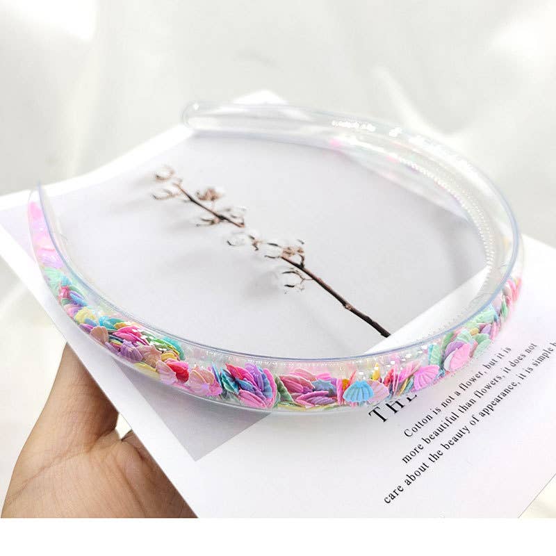 Little Trendy - Wholesale Hair Accessories Set - Kids - Girls cute Transparent Quicksand Sequin Teeth Hairband Hoops6