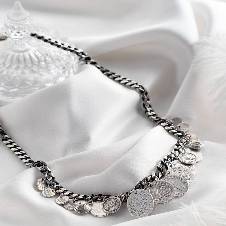 Goupi - Wholesale Y-Neck/Lariat Necklace - Silver and black chain with silver charms