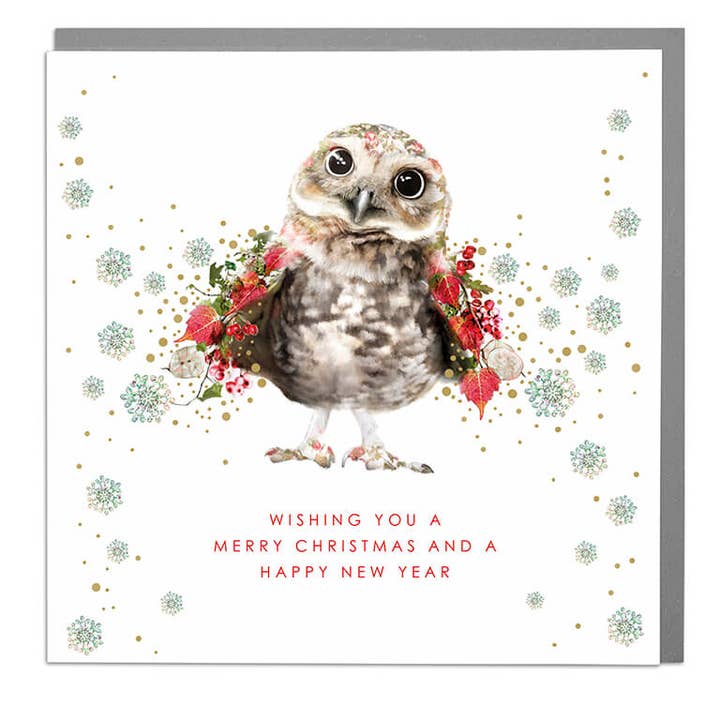 Wildlife Botanical Xmas - Tiny owl for wholesale by Lola Design Ltd