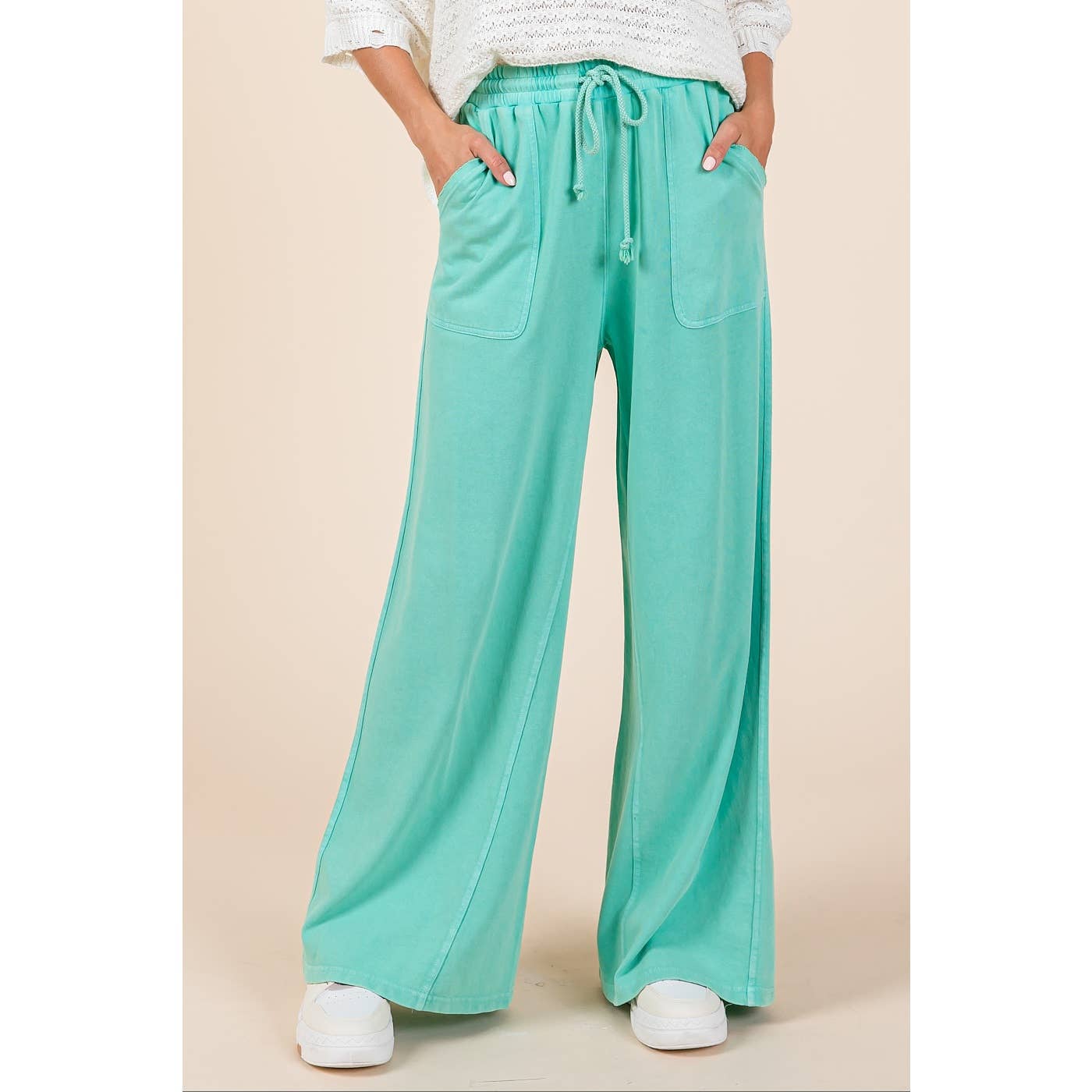mittoshop - Wholesale Pants - Women's - MINERAL WASH FRENCH TERRY WIDE LEG PANTS7