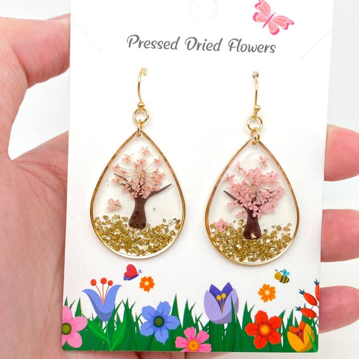 Mio Queena - Wholesale Dangle earrings - Tree of Life Dried Flowers Teardrop Charm Earrings - PDF7