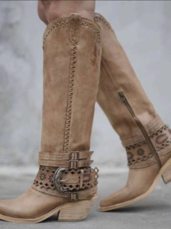 Elba - Mink - Handmade Cow Leather Boots for wholesale by PMK SHOES