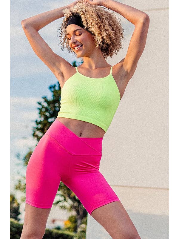 Urban Daizy - Wholesale Athletic Shorts - Women's - Cross Front High-Waisted Bike Shorts10