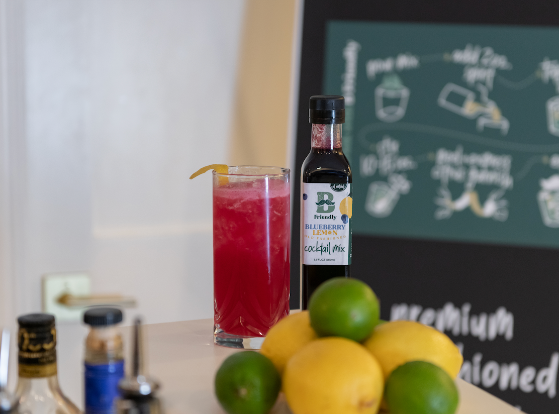 B Friendly Cocktails with a Cause - Wholesale Cocktail Mix/Syrup - Blueberry Lemon Old Fashioned Mix- 250ml Bottle1