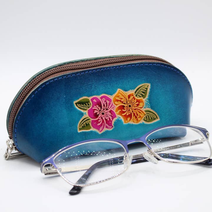 Sunflower Handmade leather inc - Vendita all'ingrosso Custodia/supporto per occhiali - Donna - occhiali da vista in pelle, occhiali da sole, custodia per cosmetici, fiore di ibisco