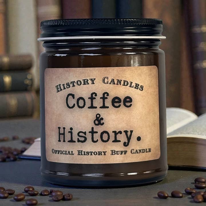 History Candles - Wholesale Jar/Filled Candle - COFFEE AND HISTORY Candle | Gift Shop Memorabilia 0