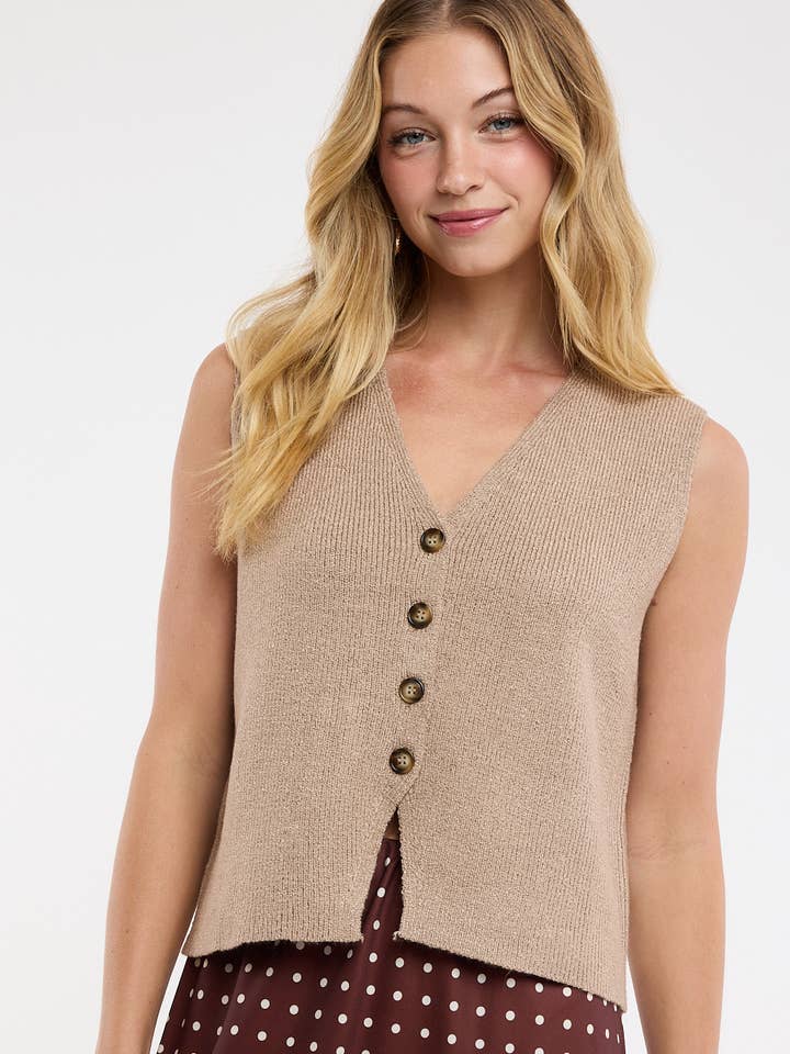 BUTTON-UP SWEATER VEST / WL25-11512 for wholesale by Wishlist Apparel