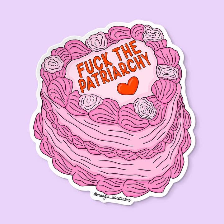 Fuck the patriarchy cake sticker for wholesale by MangoIllustrated