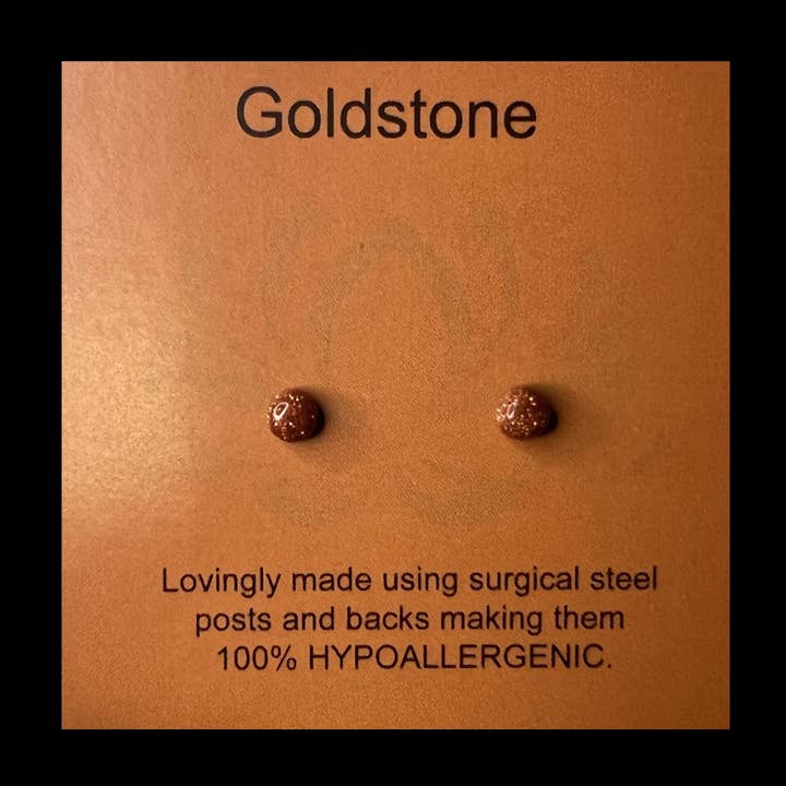 Mini Goldstone Gemstone Post Earrings/4mm Cabochon for wholesale by bits of inspired living