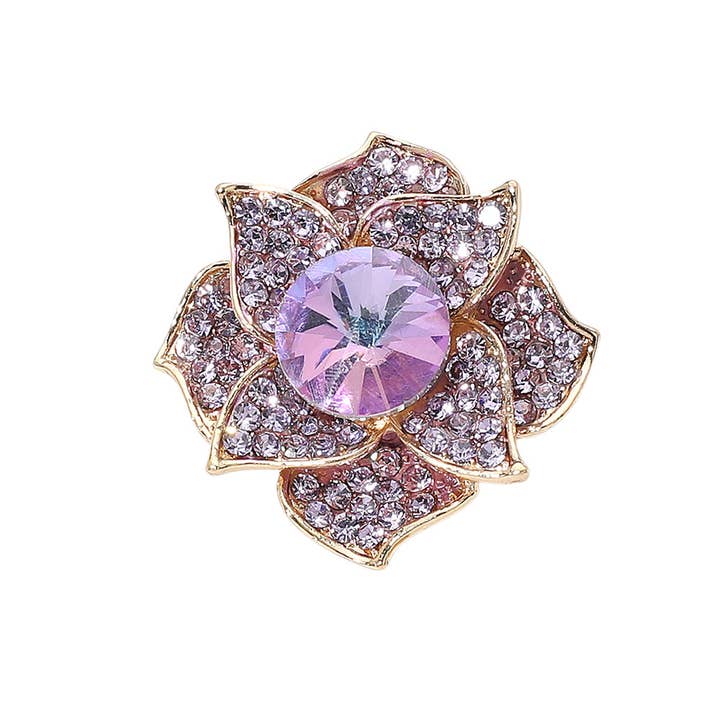 Sensibling Corp. - Wholesale Brooch - Stone Paved Flower Pin Brooch