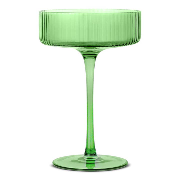 TABLESETTERS LIMITED - Wholesale Cocktail/Liquor Glass - Ribbed Green Cocktail Coupe 290ml, Set of 4