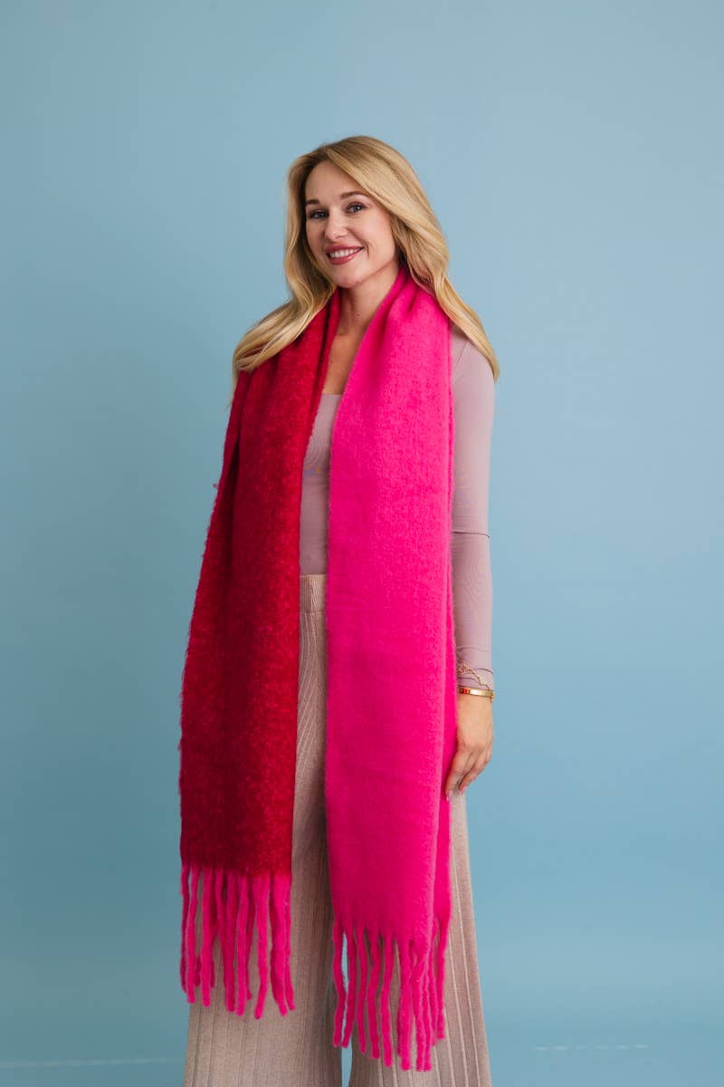 Leto Accessories - Wholesale Scarf - Unisex - Cozy Solid Two Tone Tassel Scarf3