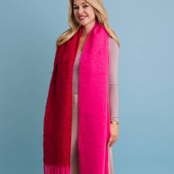 Leto Accessories - Wholesale Scarf - Unisex - Cozy Solid Two Tone Tassel Scarf3