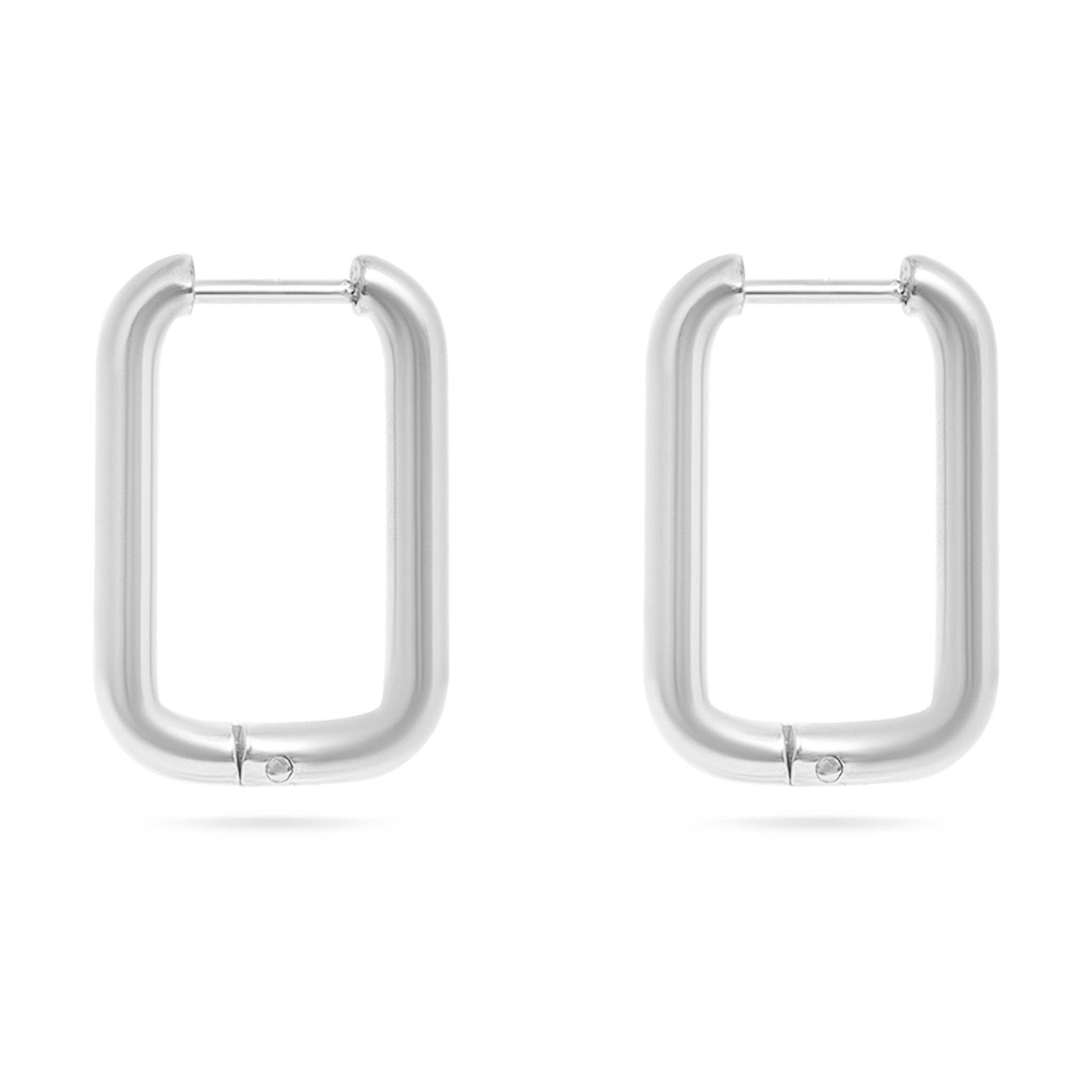 WJW - Vente Petits anneaux - Boucles d'oreilles huggie rectangulaires arrondies en PVD or 18K pour tous les jours2