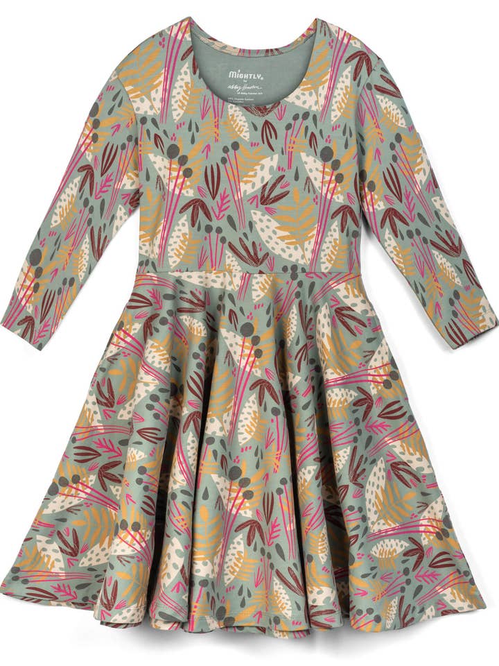 Kids Organic Cotton 3/4 Sleeve Twirl Dress: Whimsy for wholesale by Of an Origin