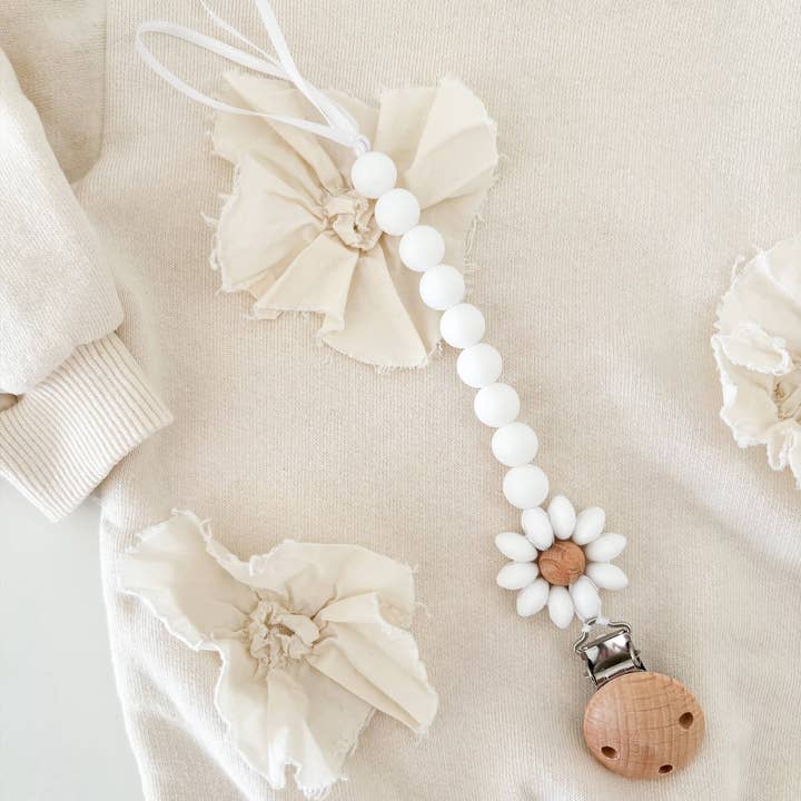 CW Evenements - Wholesale Milestone Art/Keepsake - Kids & Baby - Daisy silicone pacifier clip2