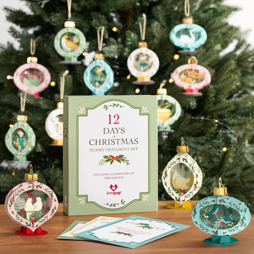 Lovepop Cards - Wholesale Christmas Card - 12 Days of Christmas Merry Ornament Set3